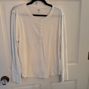 GAP White Long Sleeve Henley Top